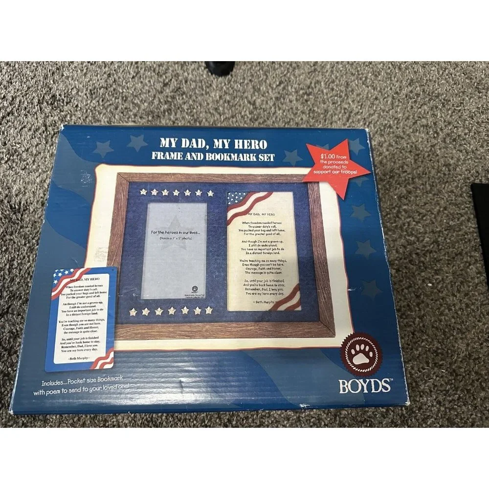 BOYDS BEARS RESIN MY DAD MY HERO FRAME RESIN PATRIOTIC 27328